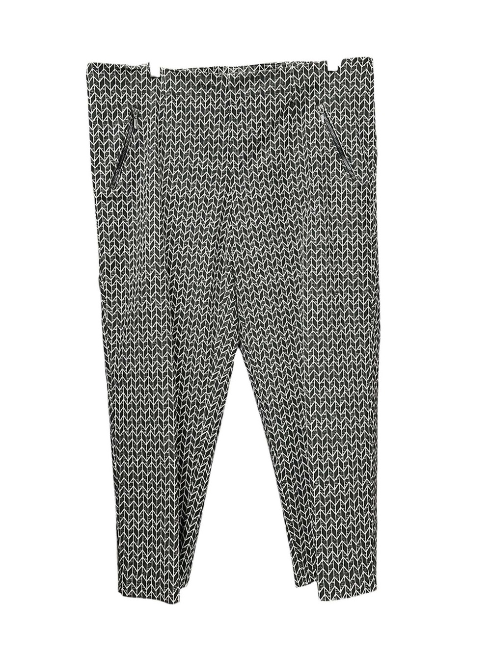 Michel Studio Black & White Zigzag Print Chinos Size 1X